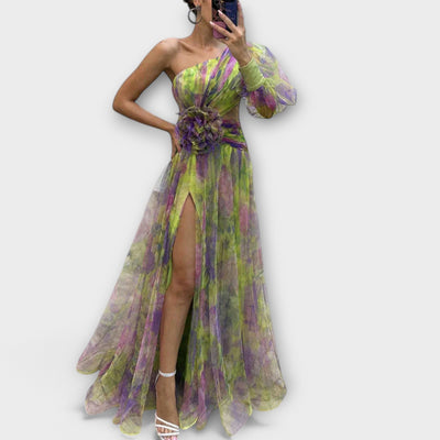 Elara | One-Shoulder Dress with Floral Print