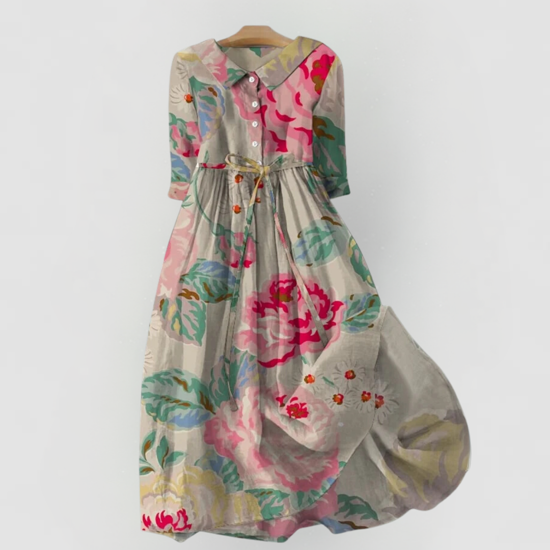 Livia - Elegant Floral Dress with Short Sleeves