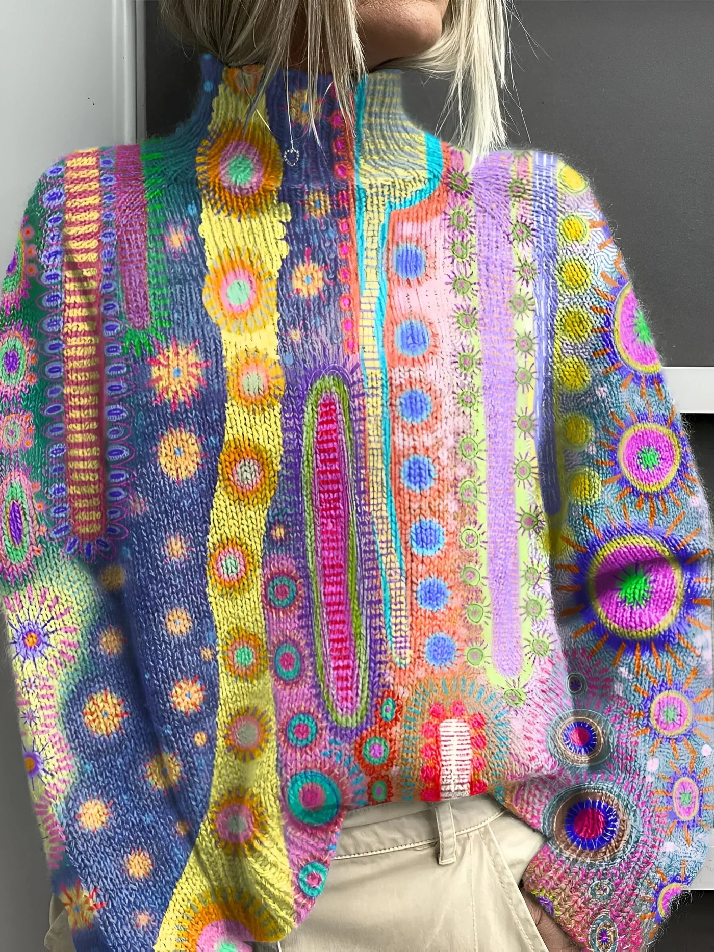 Color Play - Colorful Turtleneck Sweater